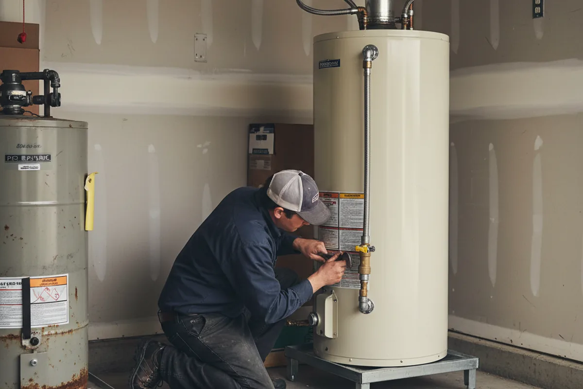 Water heater and shutoff valve replacement in Suncook