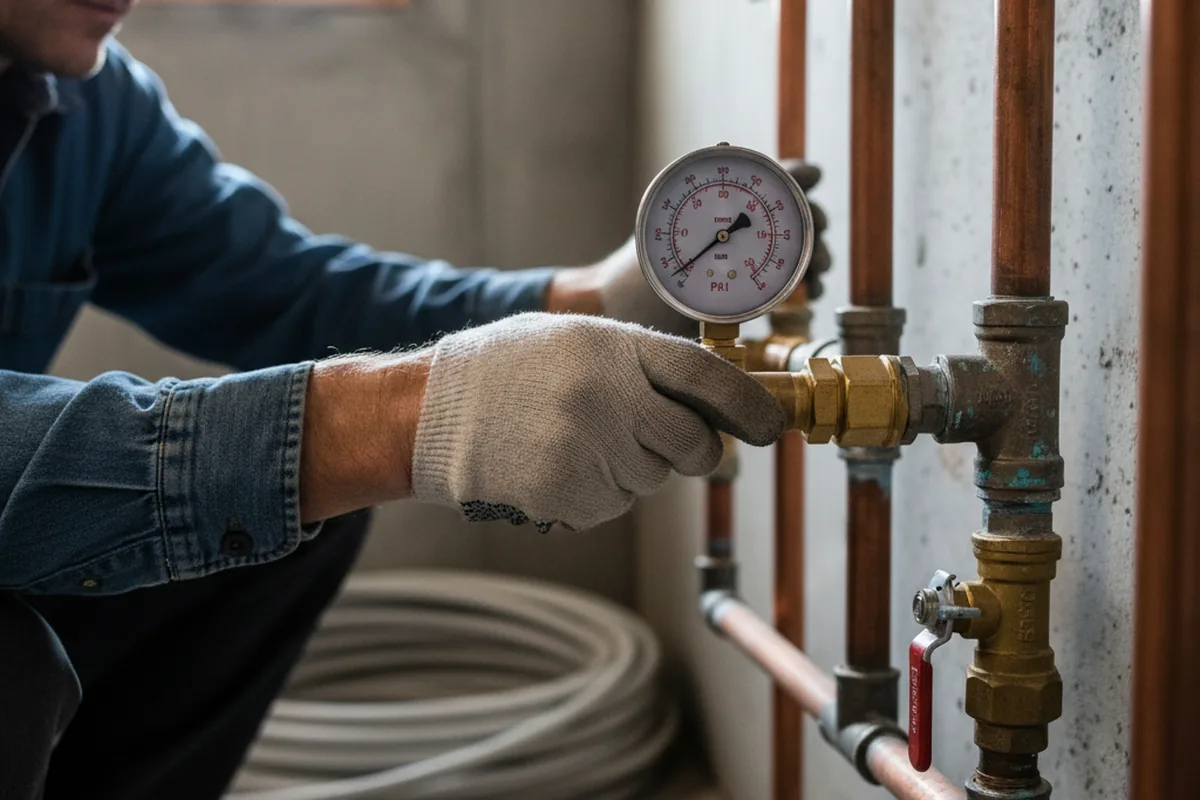 Pressure testing a repaired line during Water Line Repair in Suncook